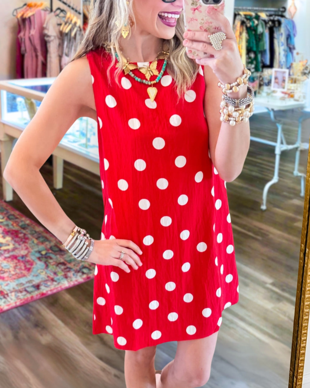 Polka-dot Sleeveless Mini Dress