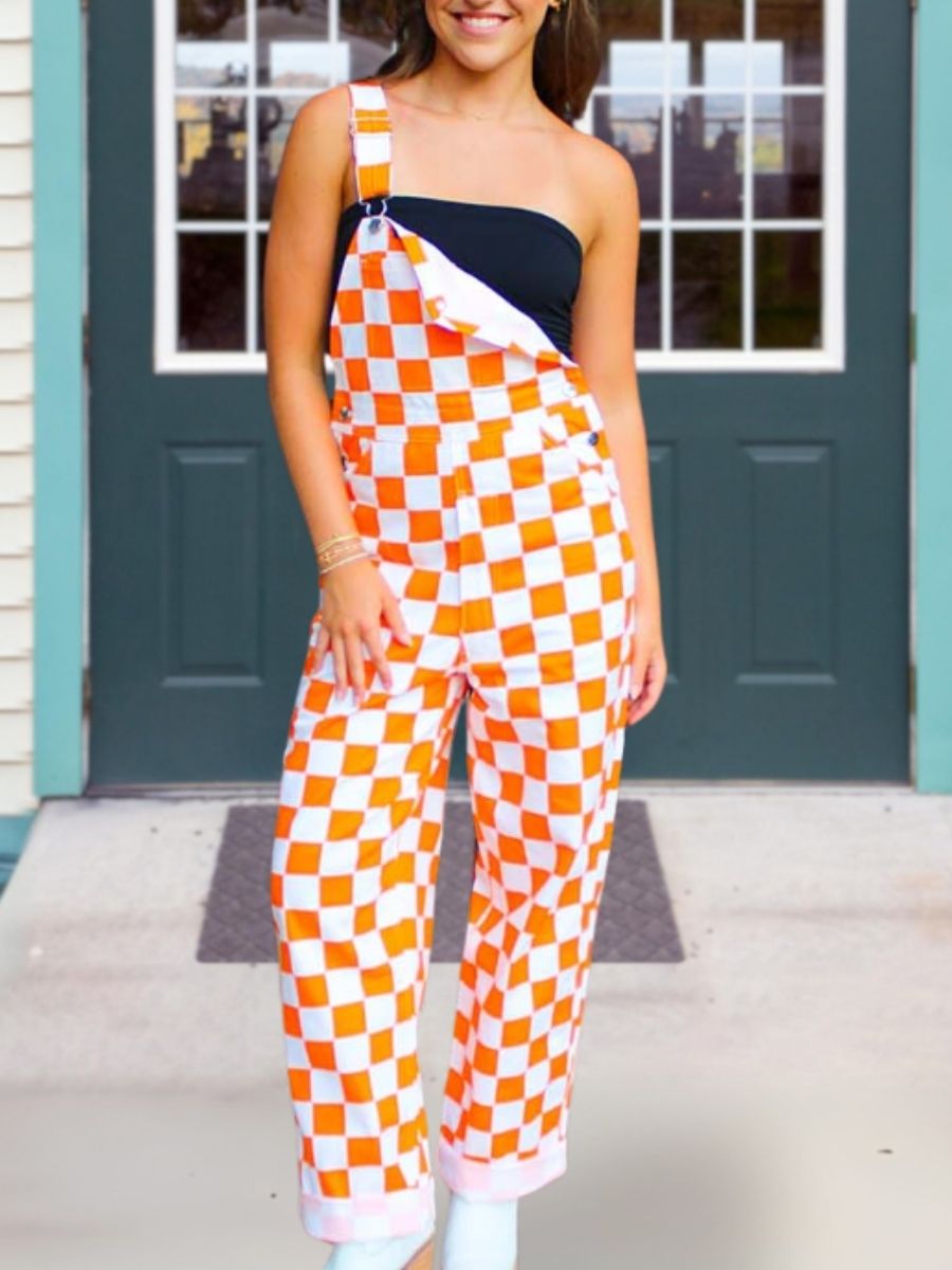 Personalized Checkerboard Game Day Overalls