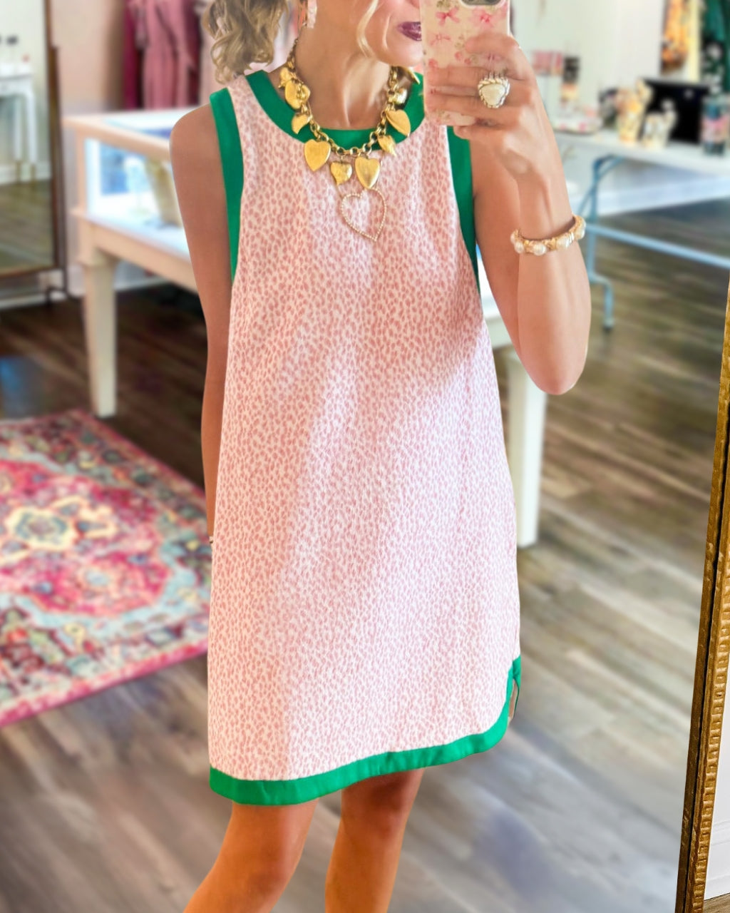 Contrast Trim Textured Sleeveless Dress