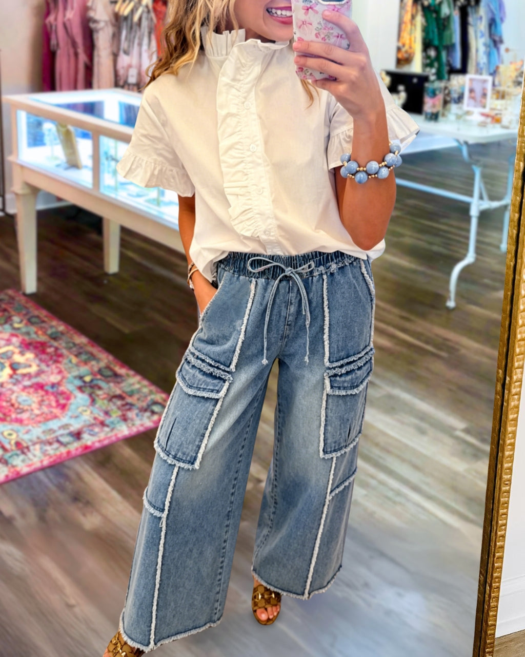 Deconstructed Raw-Hem Denim Pants
