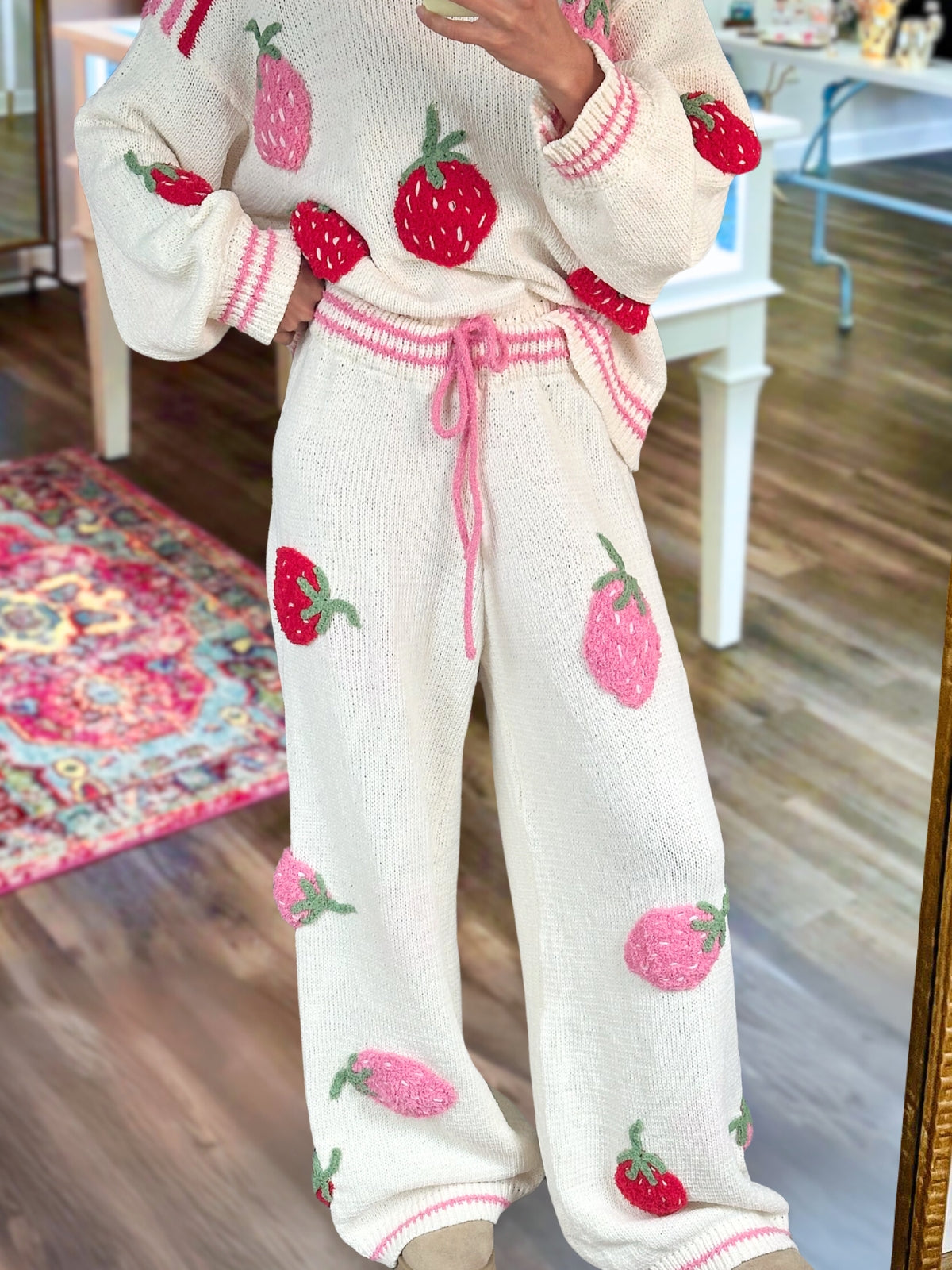 Sweet Strawberry Color-Block Pants