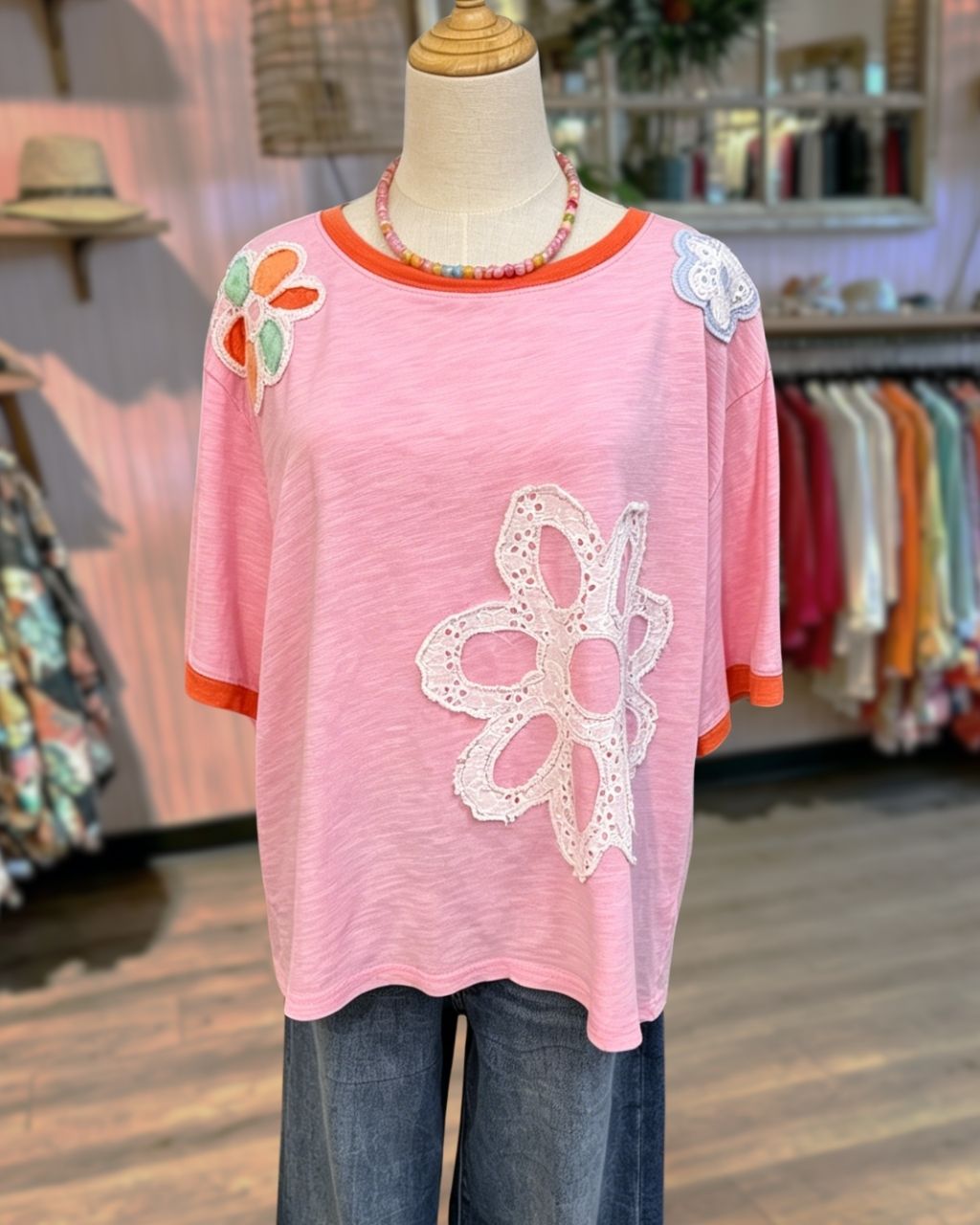 Floral Appliqué Embroidered Top
