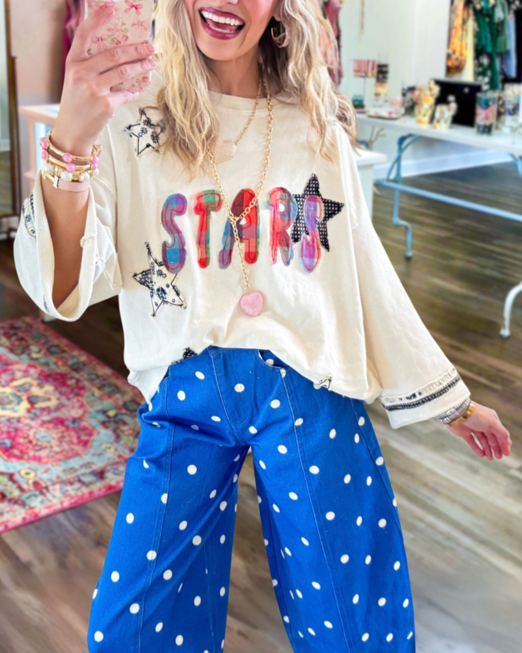 STARS Embroidered Patch Top