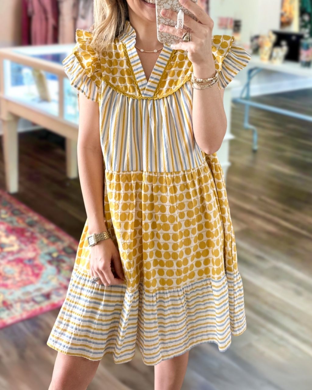 Polka Dot Patchwork Striped Dress