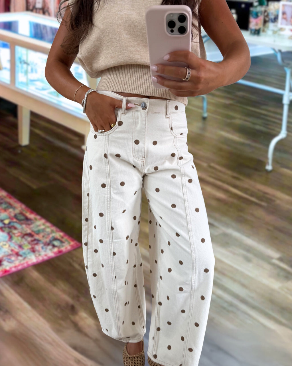 Trendy Polka Dot Print Casual Pants