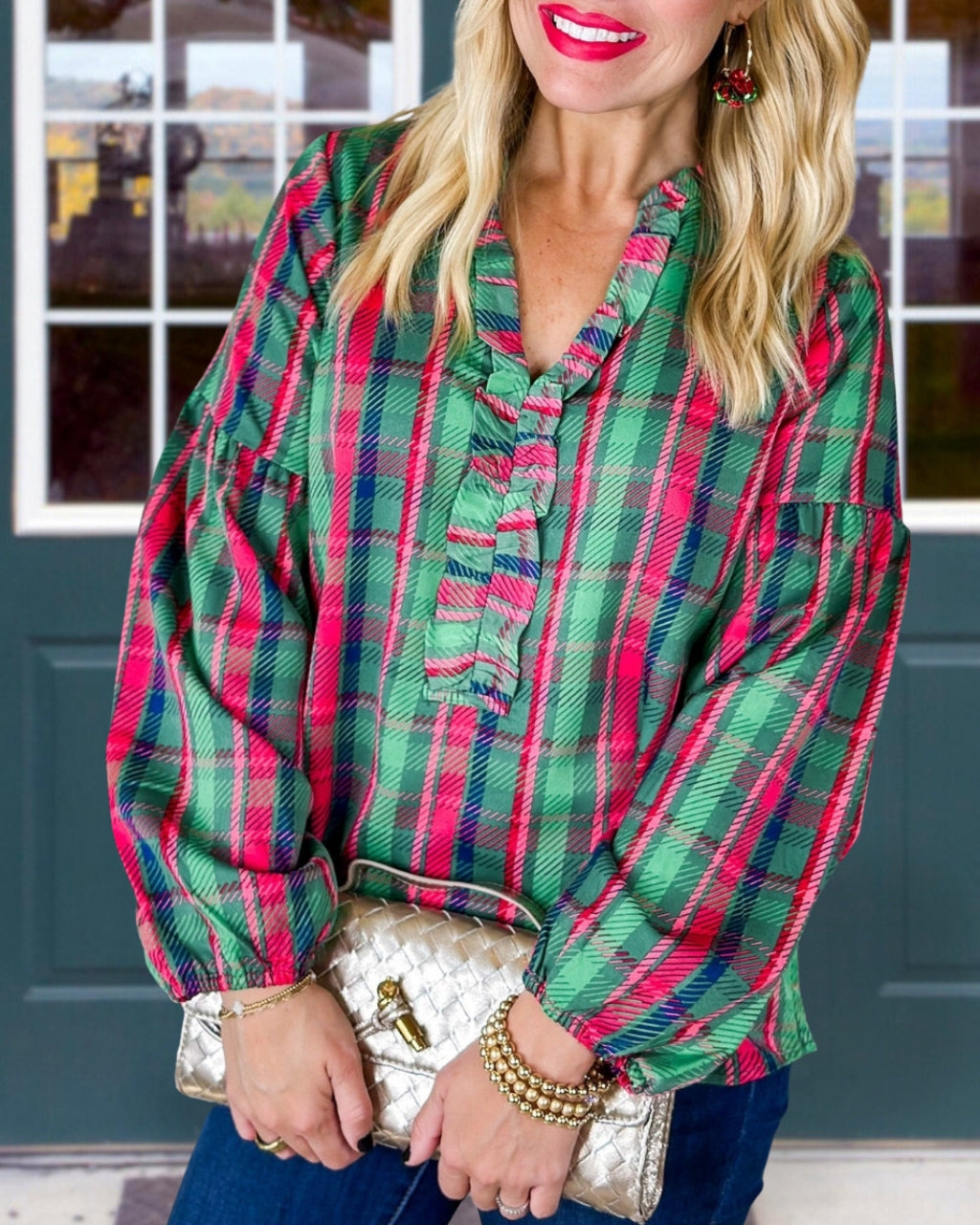 Christmas Plaid Blouse