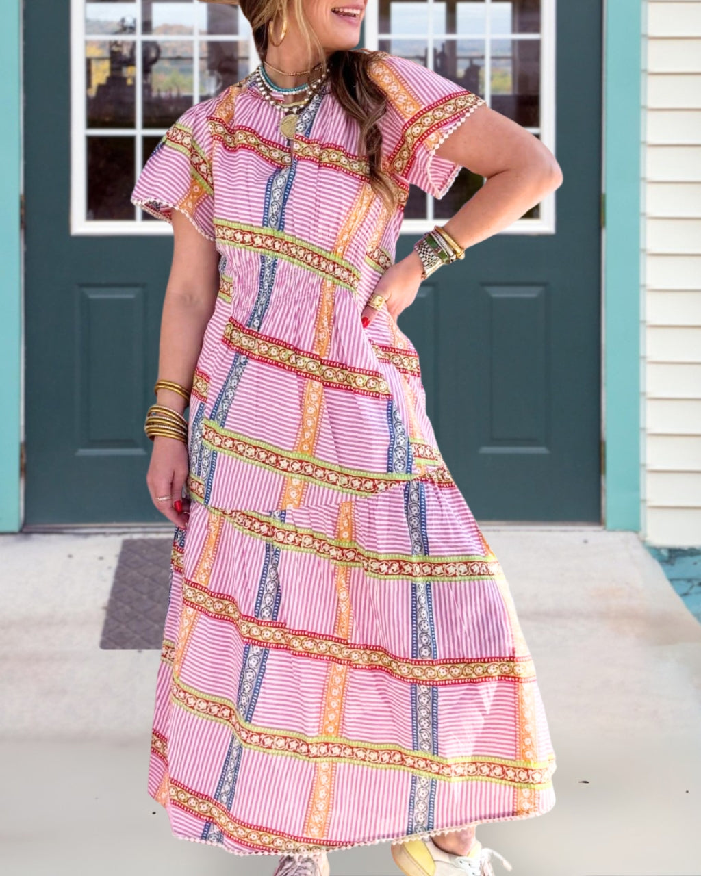 Chic Twisted Print Striped Dress