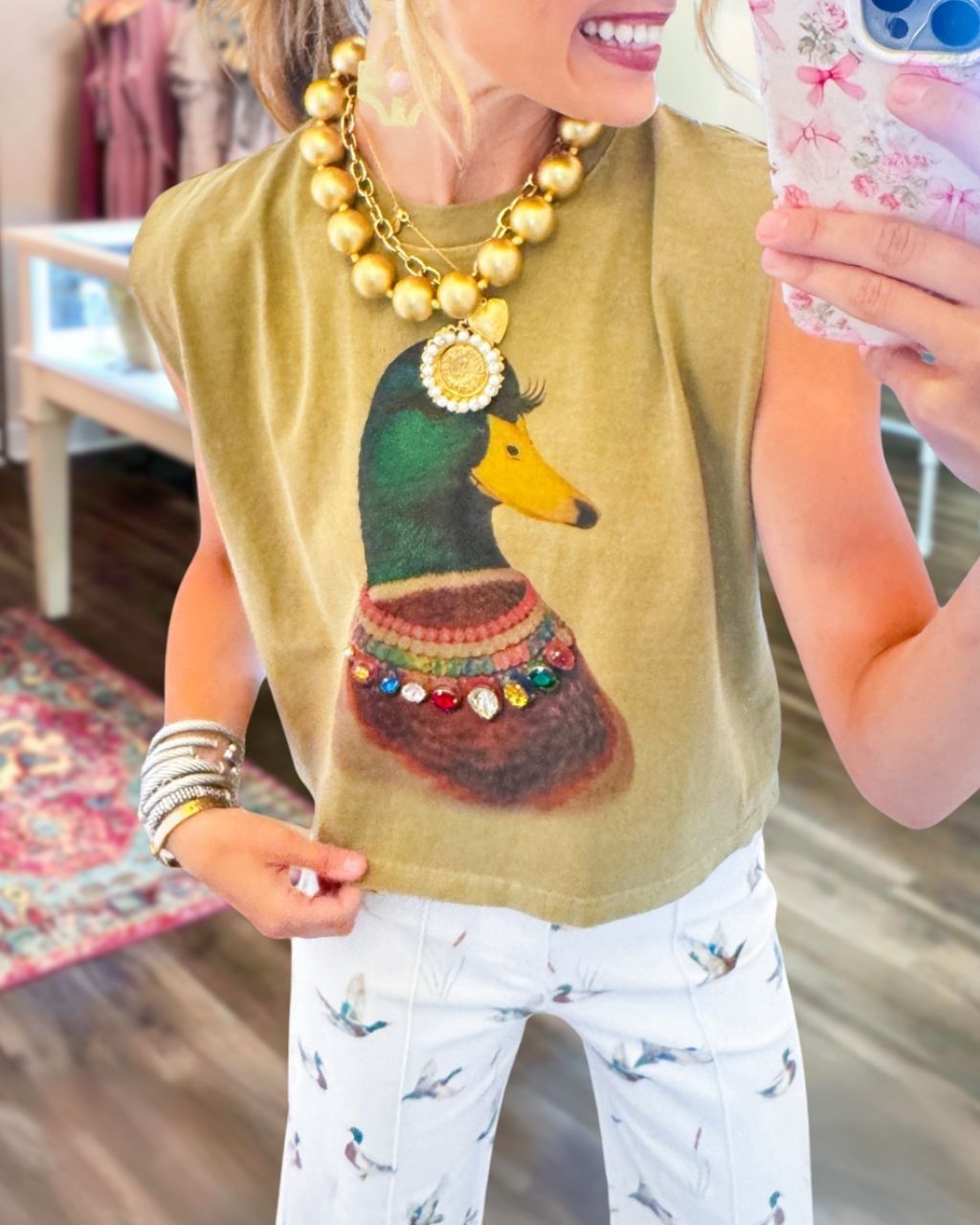 Mallard Diamond Chain Print Sleeveless Top