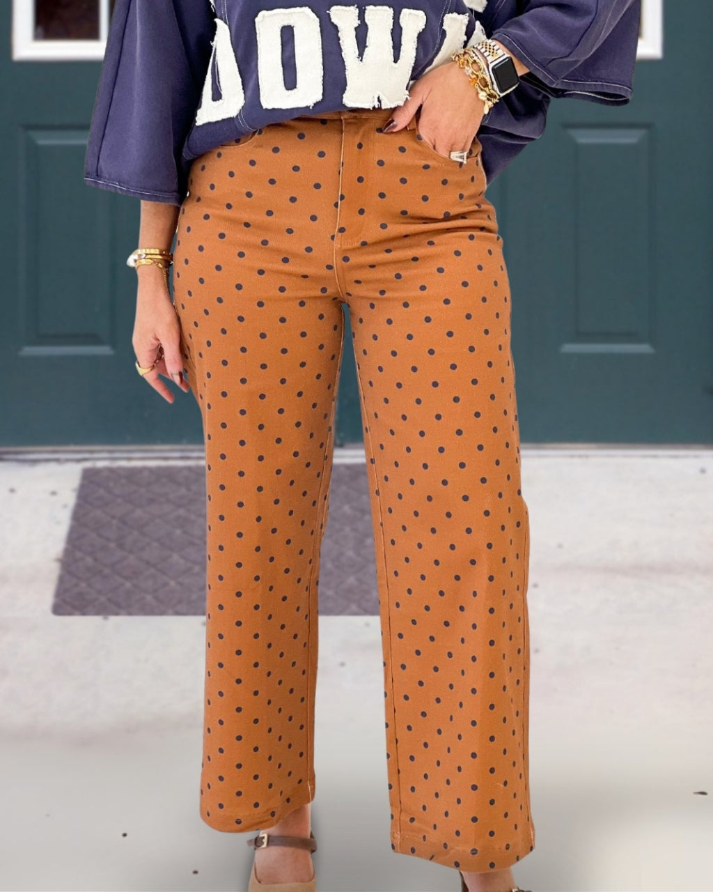 Stylish High Waisted Polka Dot Pants