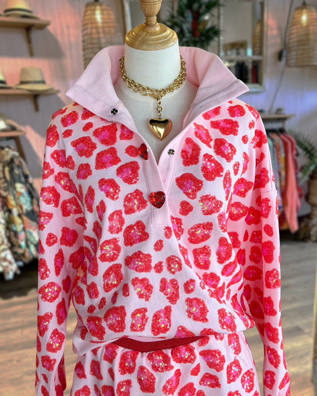 Cute Leopard Print Sequin Pullover
