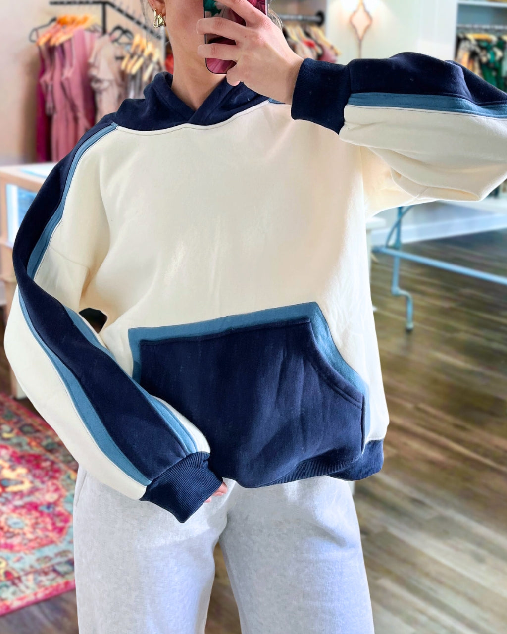 Casual Cozy Colorblock Hoodie