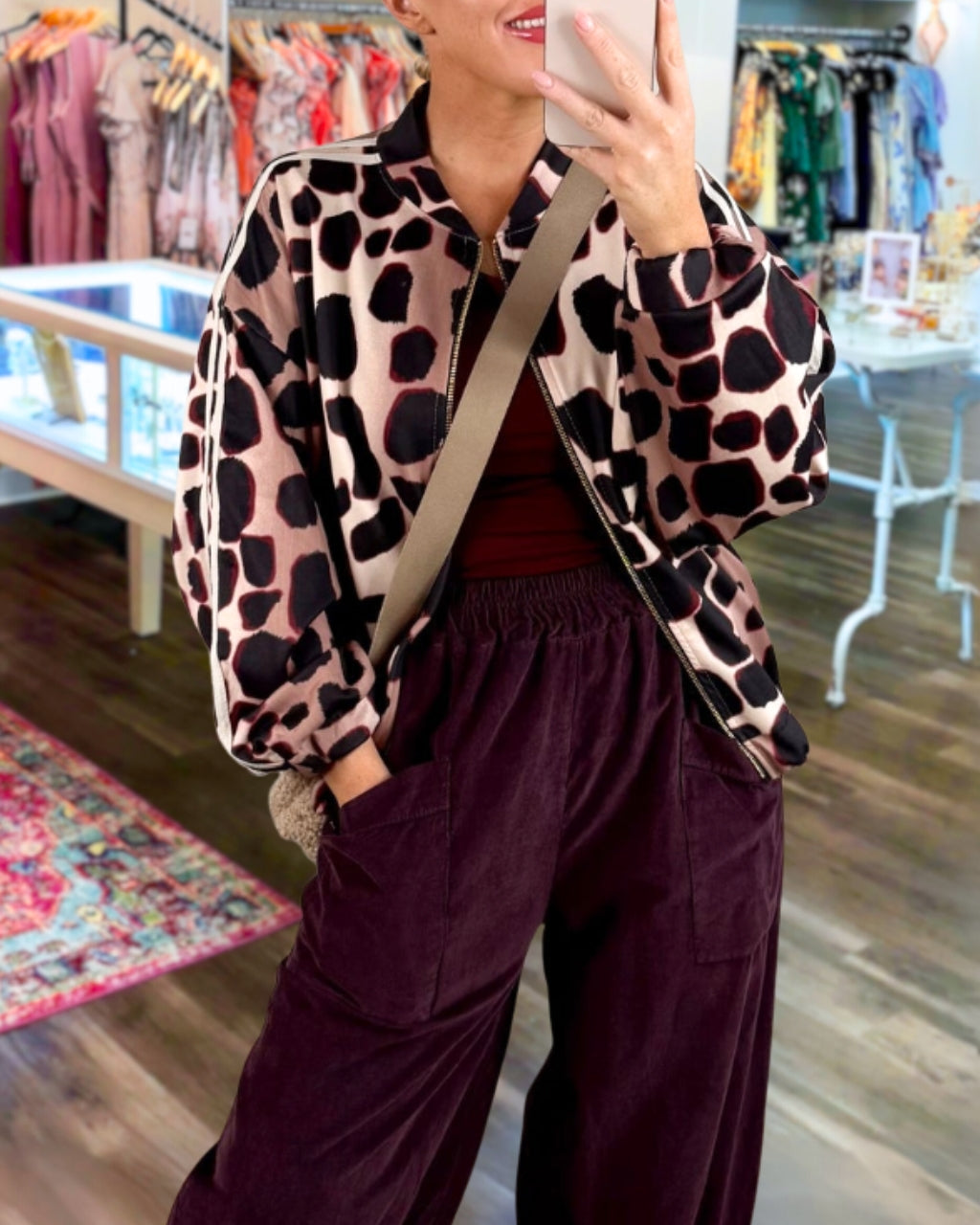 Chic Stripe Leopard Print Jacket