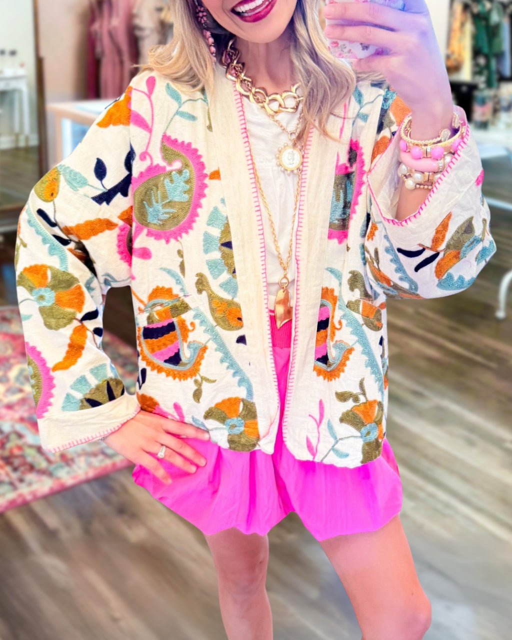 All-over Embroidered Cardigan