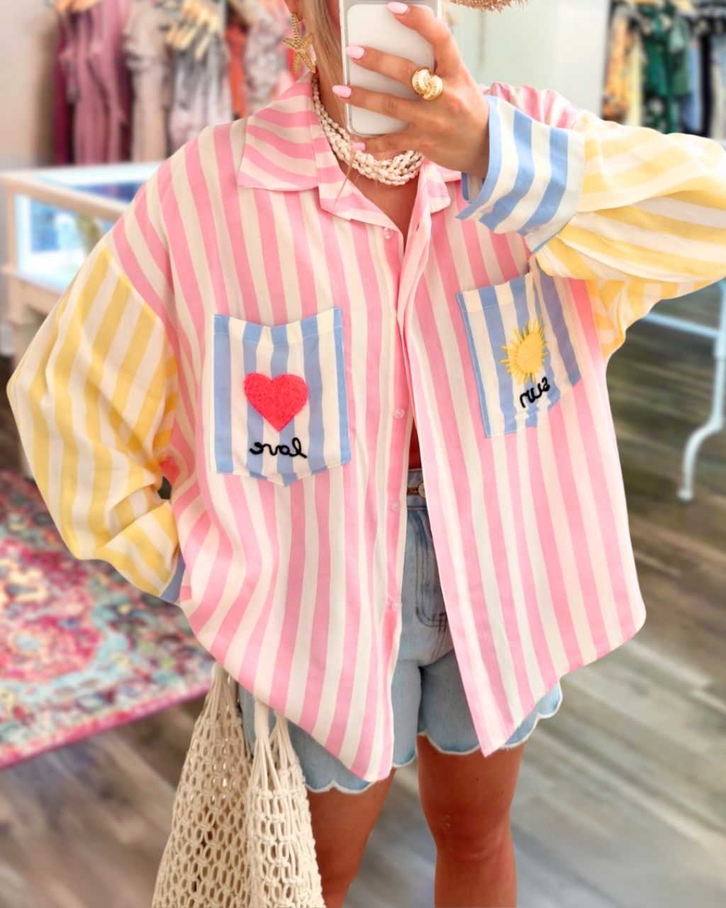 Embroidered Pocket Striped Shirt