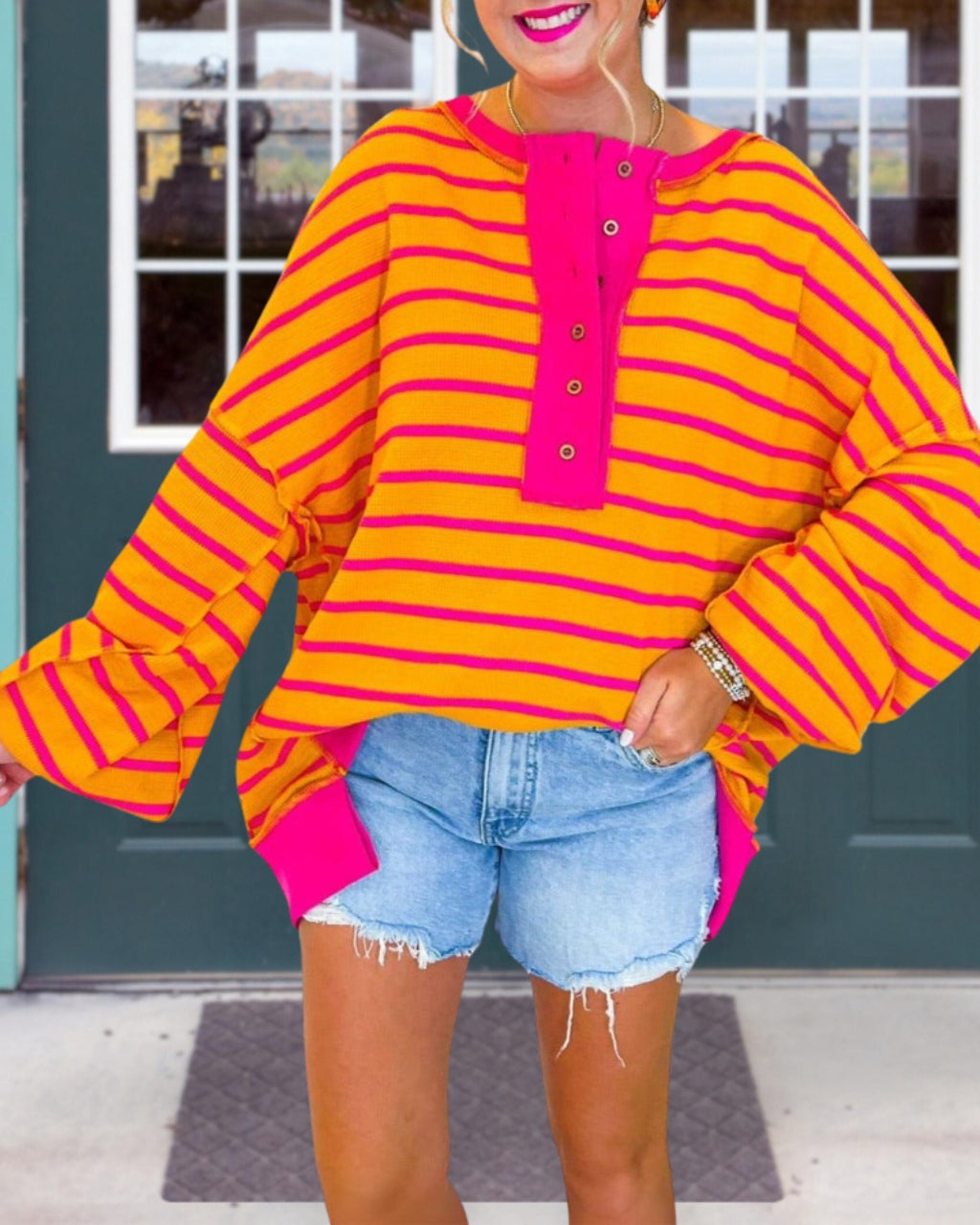 Contrast Color Collide Waffle Top