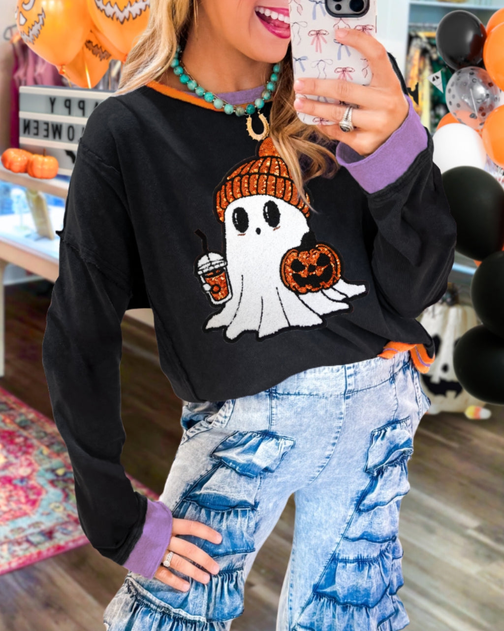 Autumn Ghost Sequin Embellished Pullover