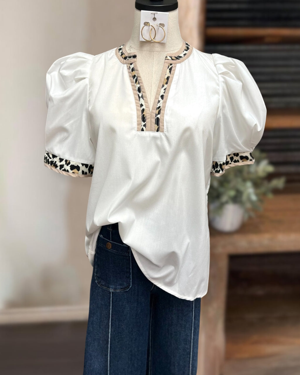 Colorblock Leopard Top