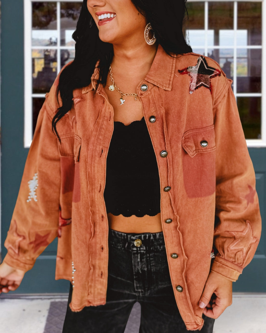 Playful Star Patch Denim Jacket
