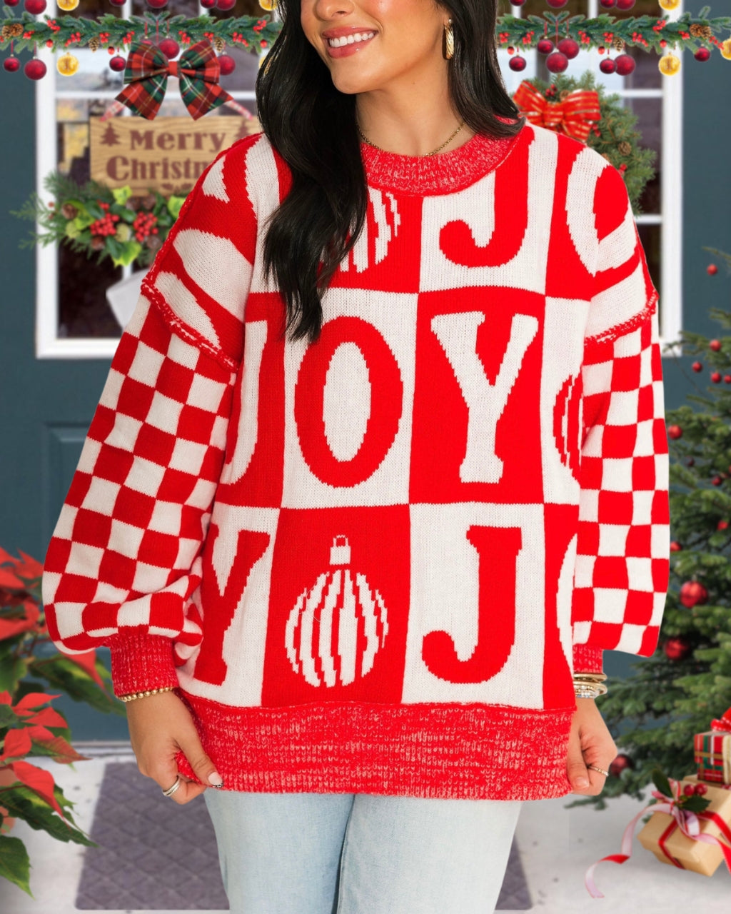 Joy Checkered Knit Pullover