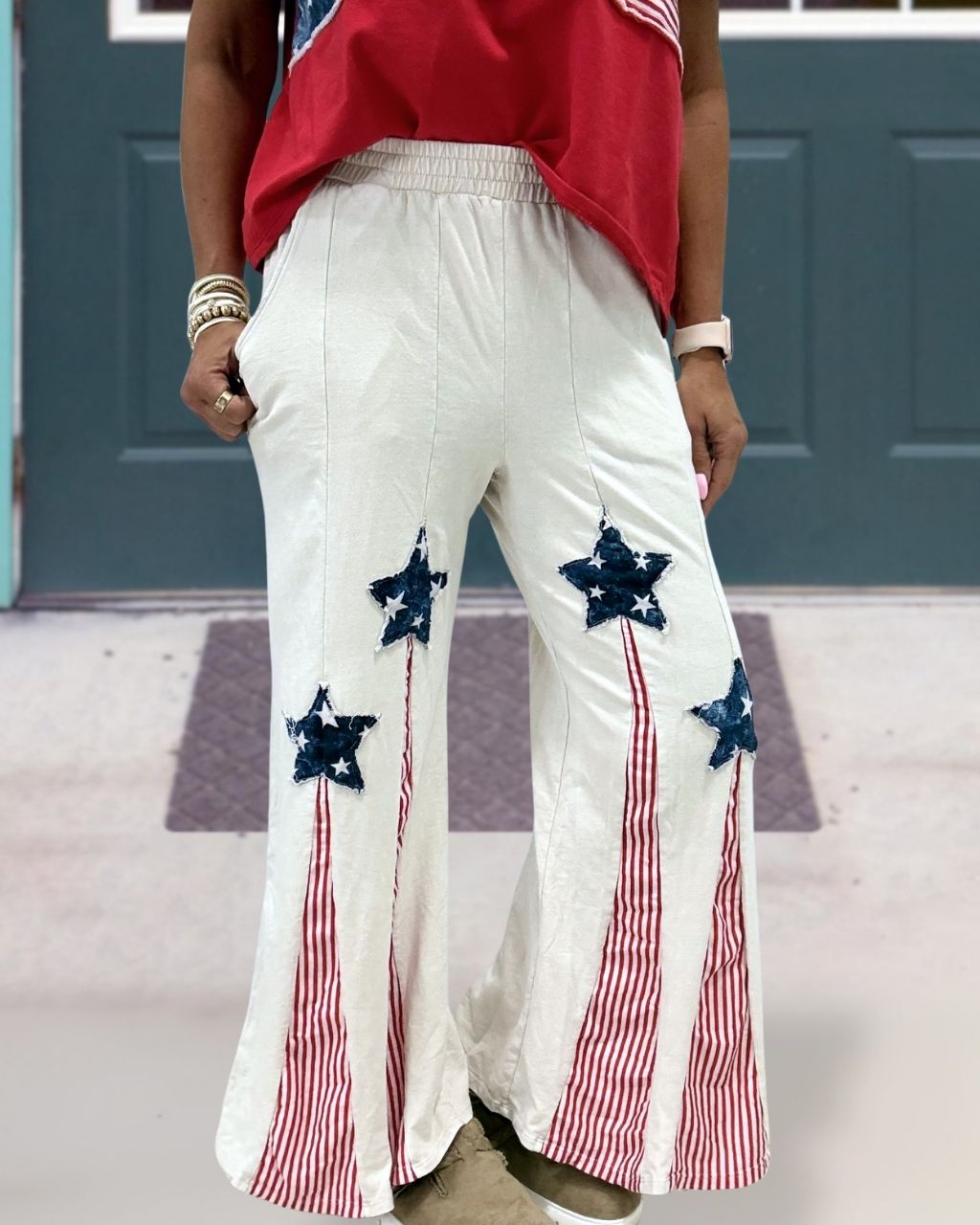 Independence Day Patchwork Flared Pants