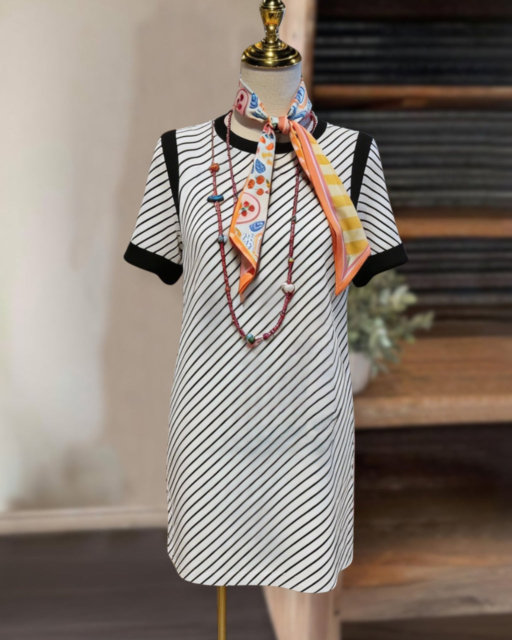 Chic Diagonal Striped Dress