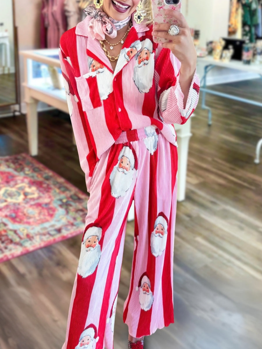 Retro Striped Santa Claus Print Set