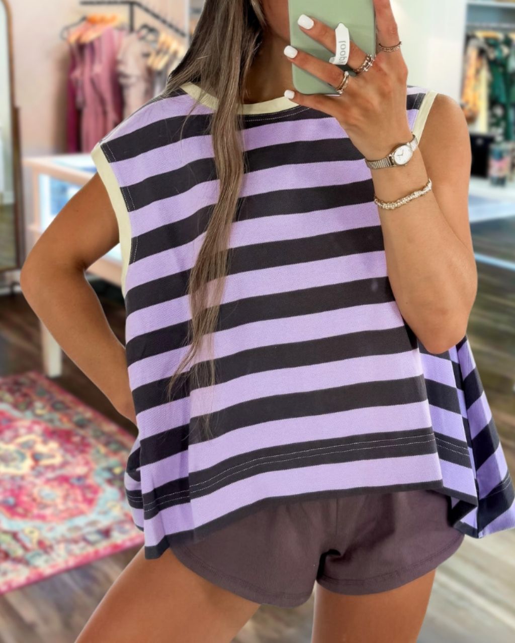 Striped Sleeveless Crewneck Top