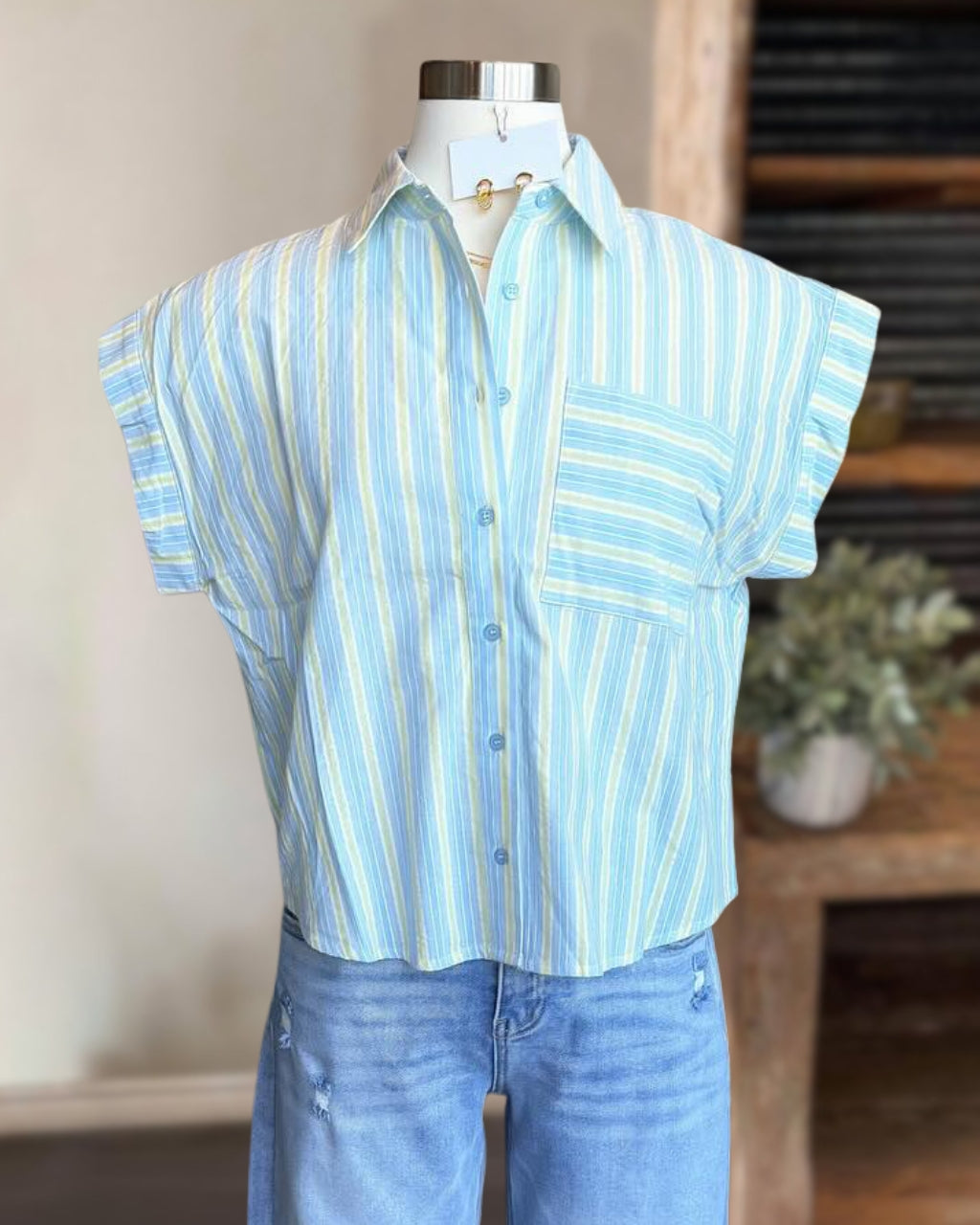 Stylish Pockets Striped Shirt