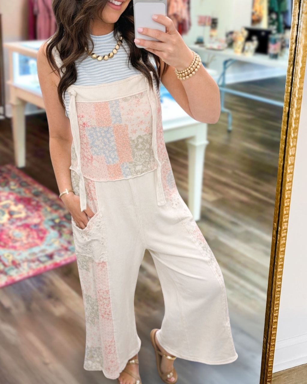 Retro Patchwork Floral Jumpsuit