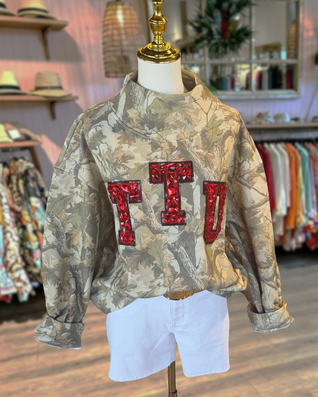 Game Day Camouflage Sequin Rhinestone Pullover