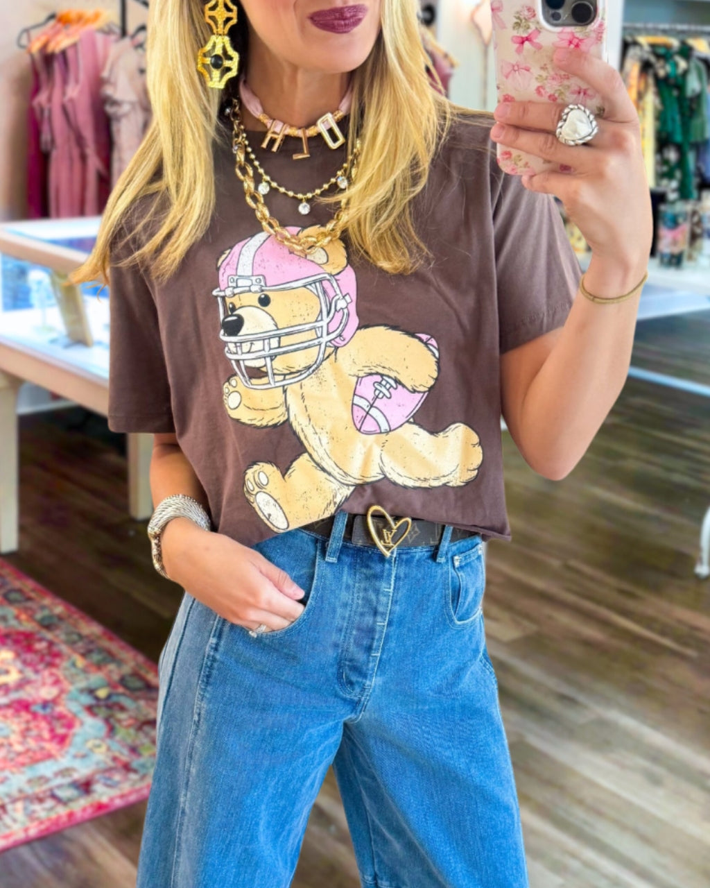 Fun Football Bear Cropped Tee