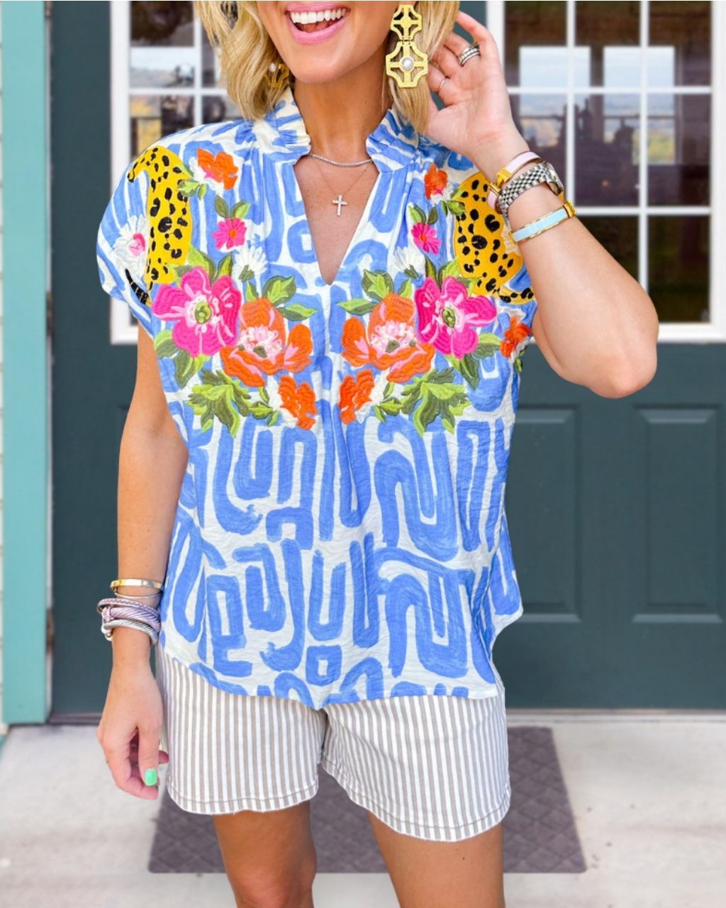 Jungle Floral Embroidered Top