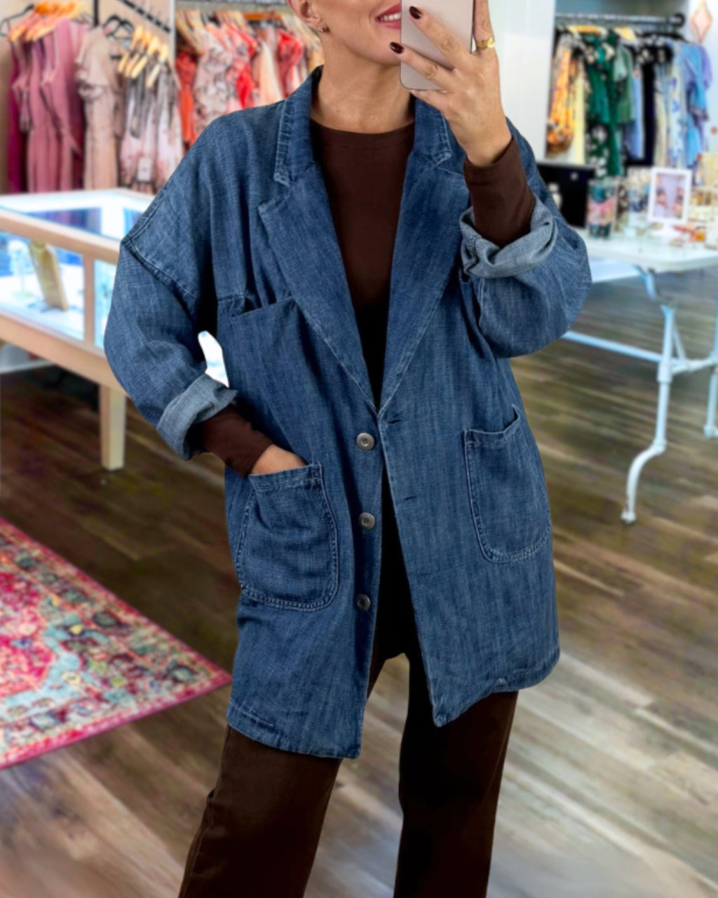 Chic Denim Trench Coat Jacket