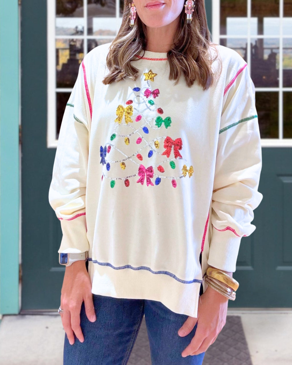 Chic Sparkle Christmas Tree Pullover