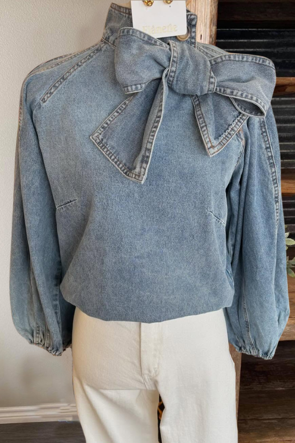 Chic Denim Bow Top