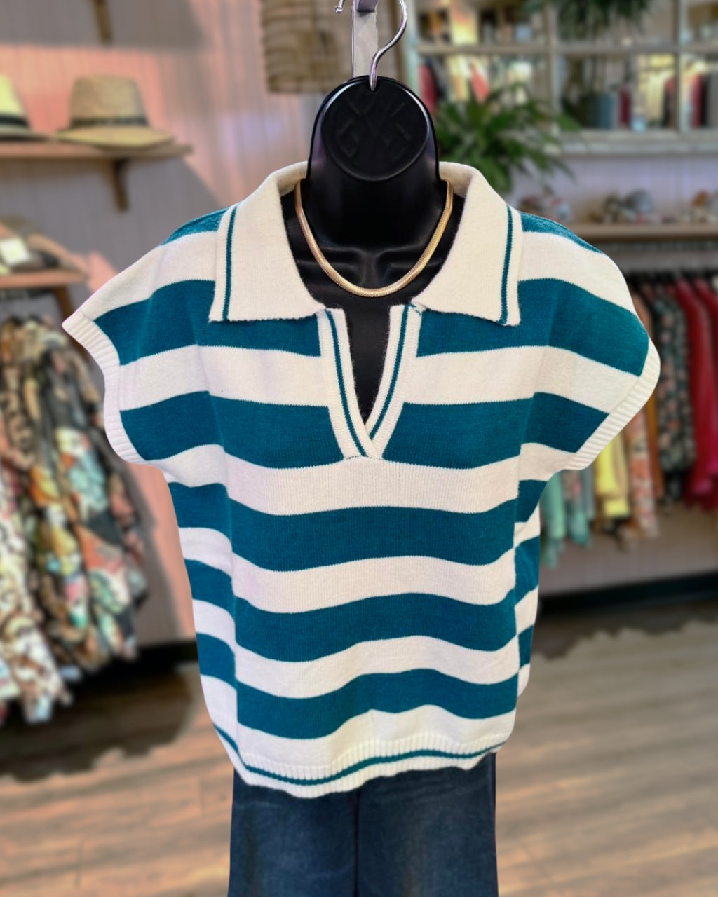 Collared Stripe Everyday Top