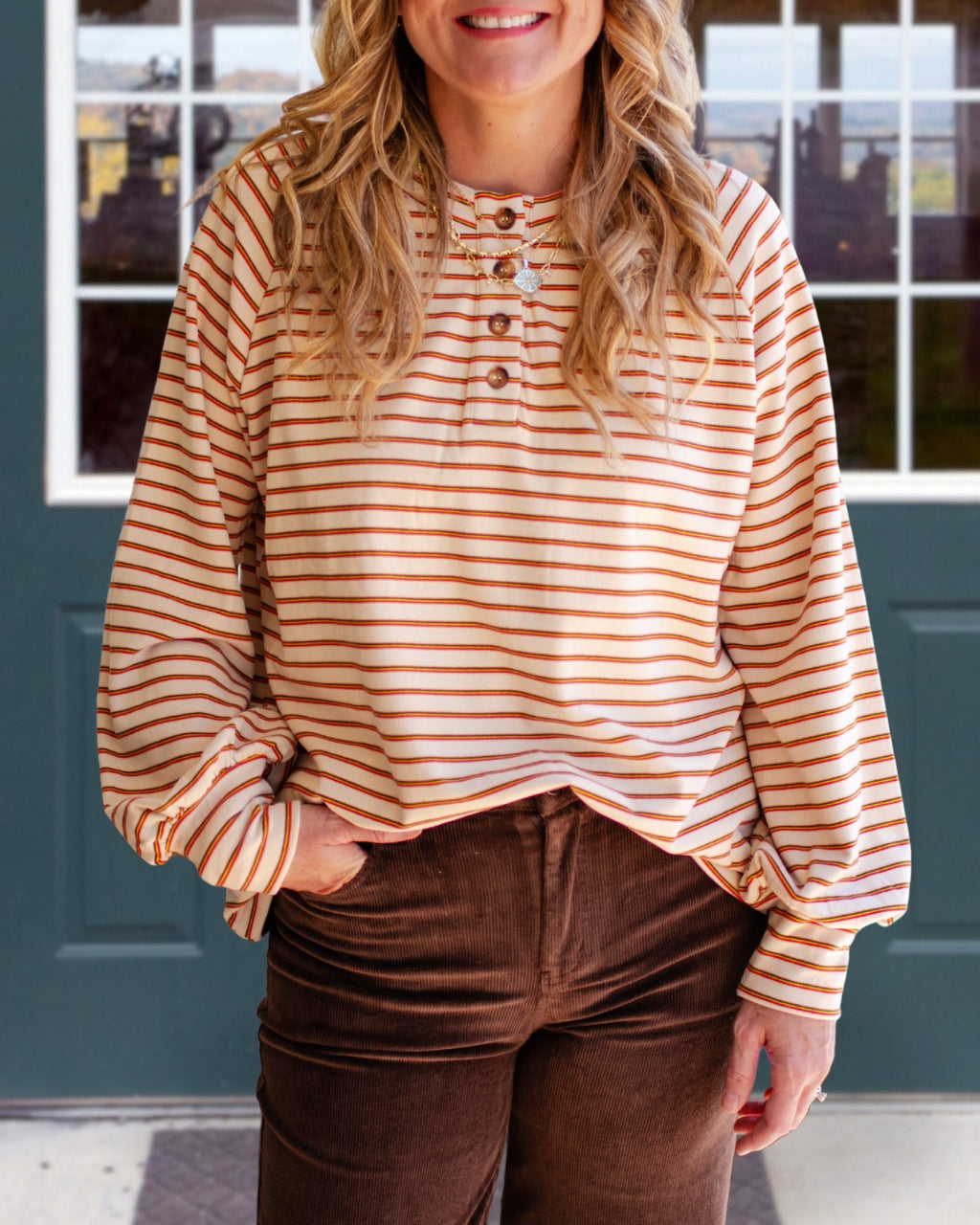 Vintage Striped Henley Top