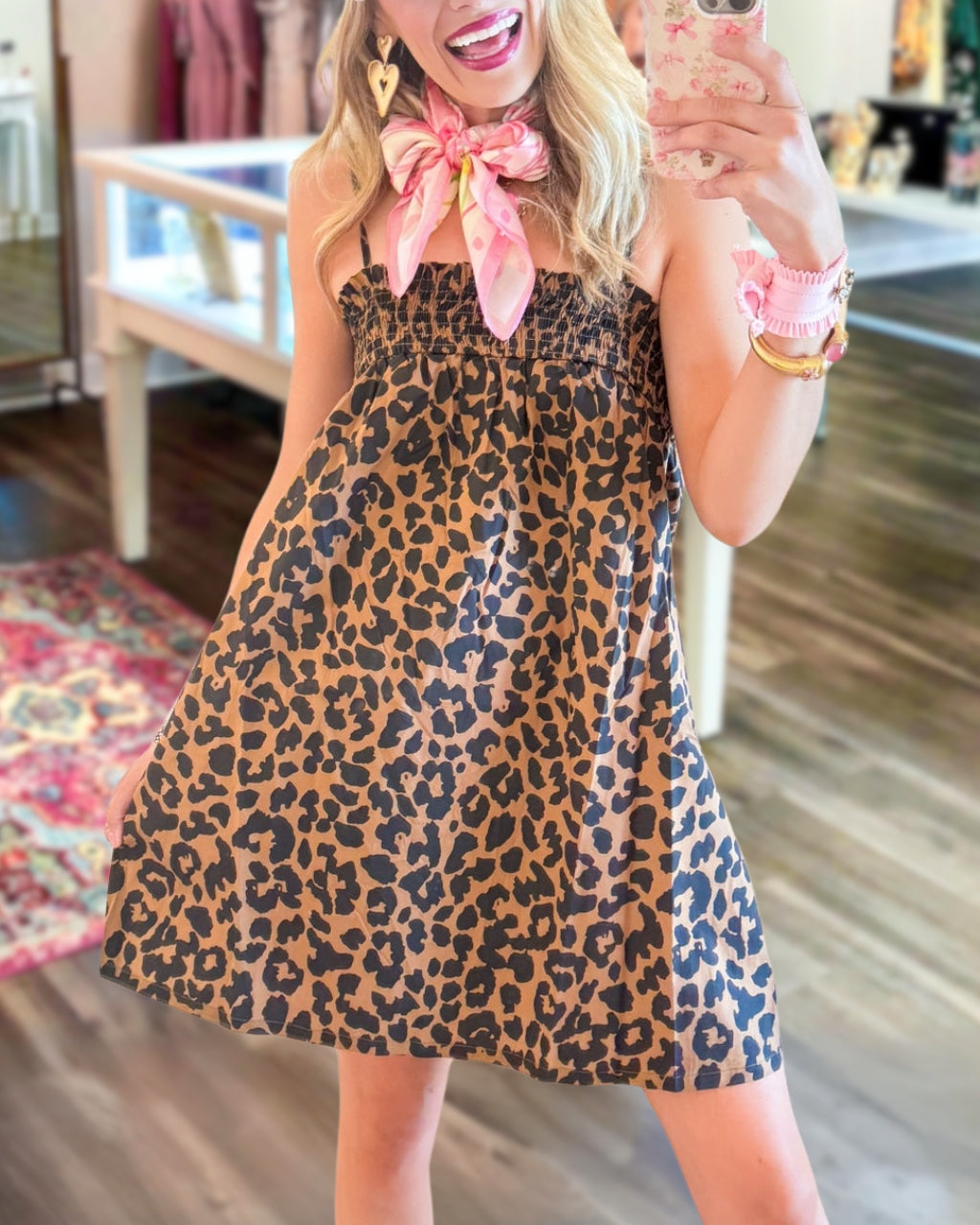 Leopard Pleated Slip Dress