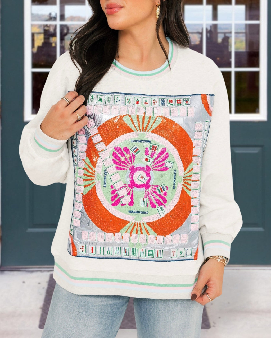 Chic Mahjong Sparkle Sweatshirt