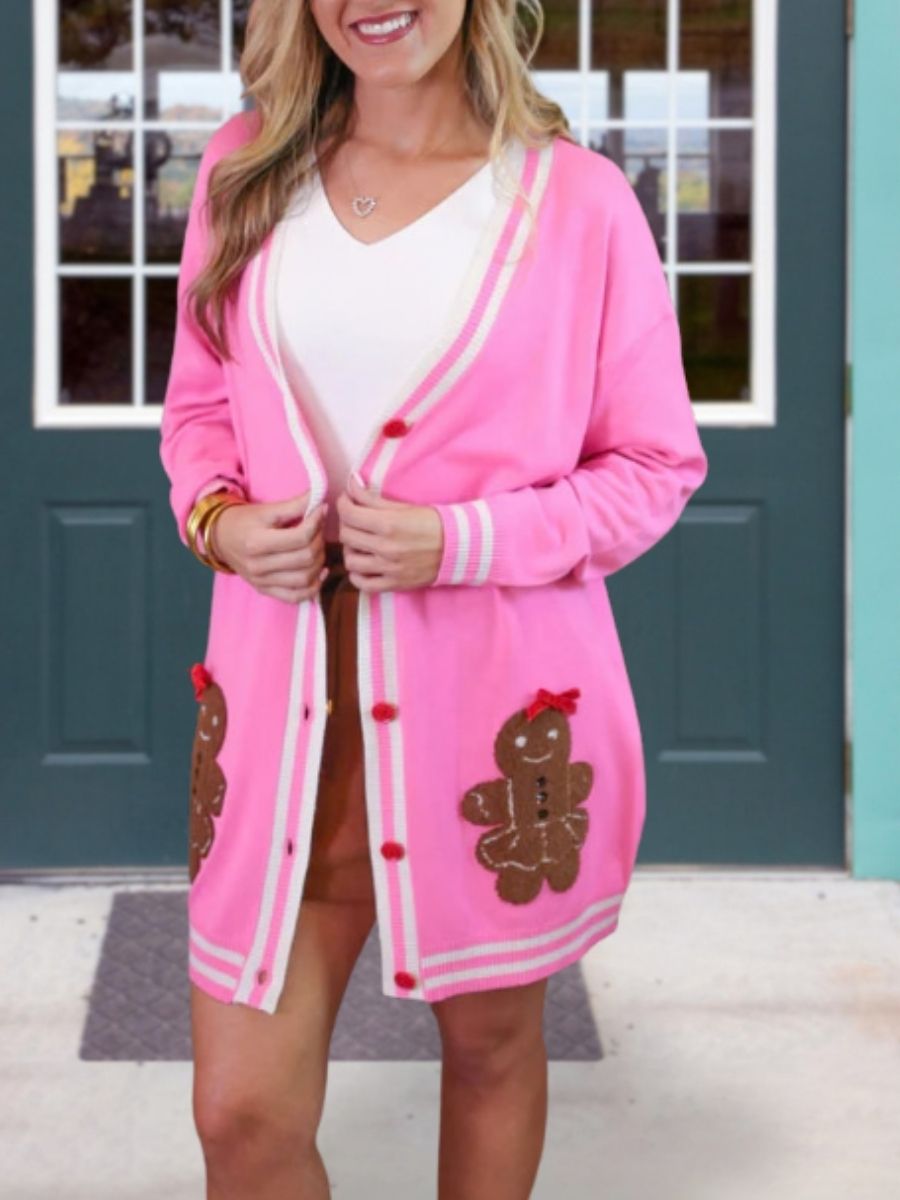 Christmas Gingerbread Man Long Cardigan