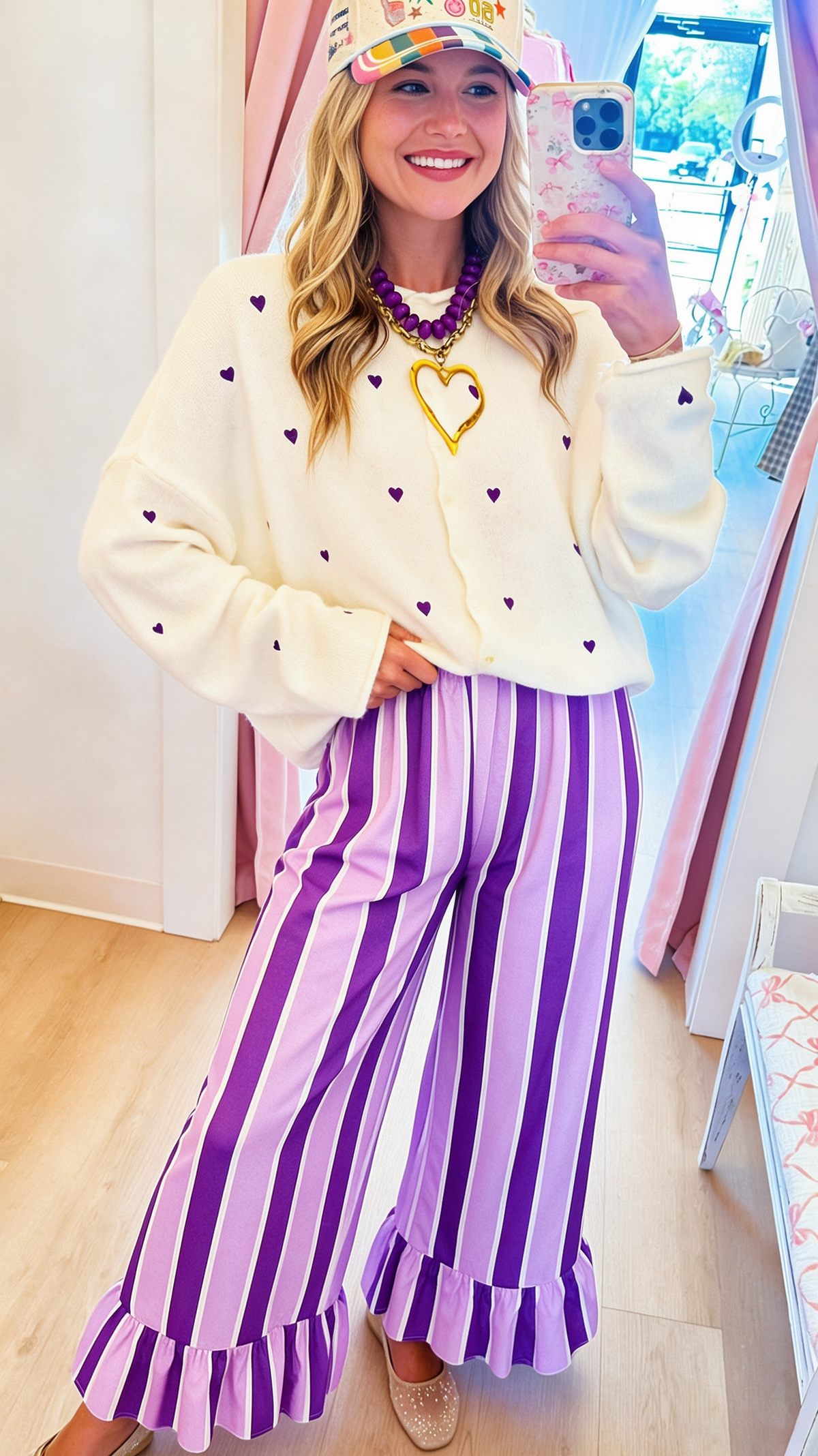 Playful Striped Ruffle Pants