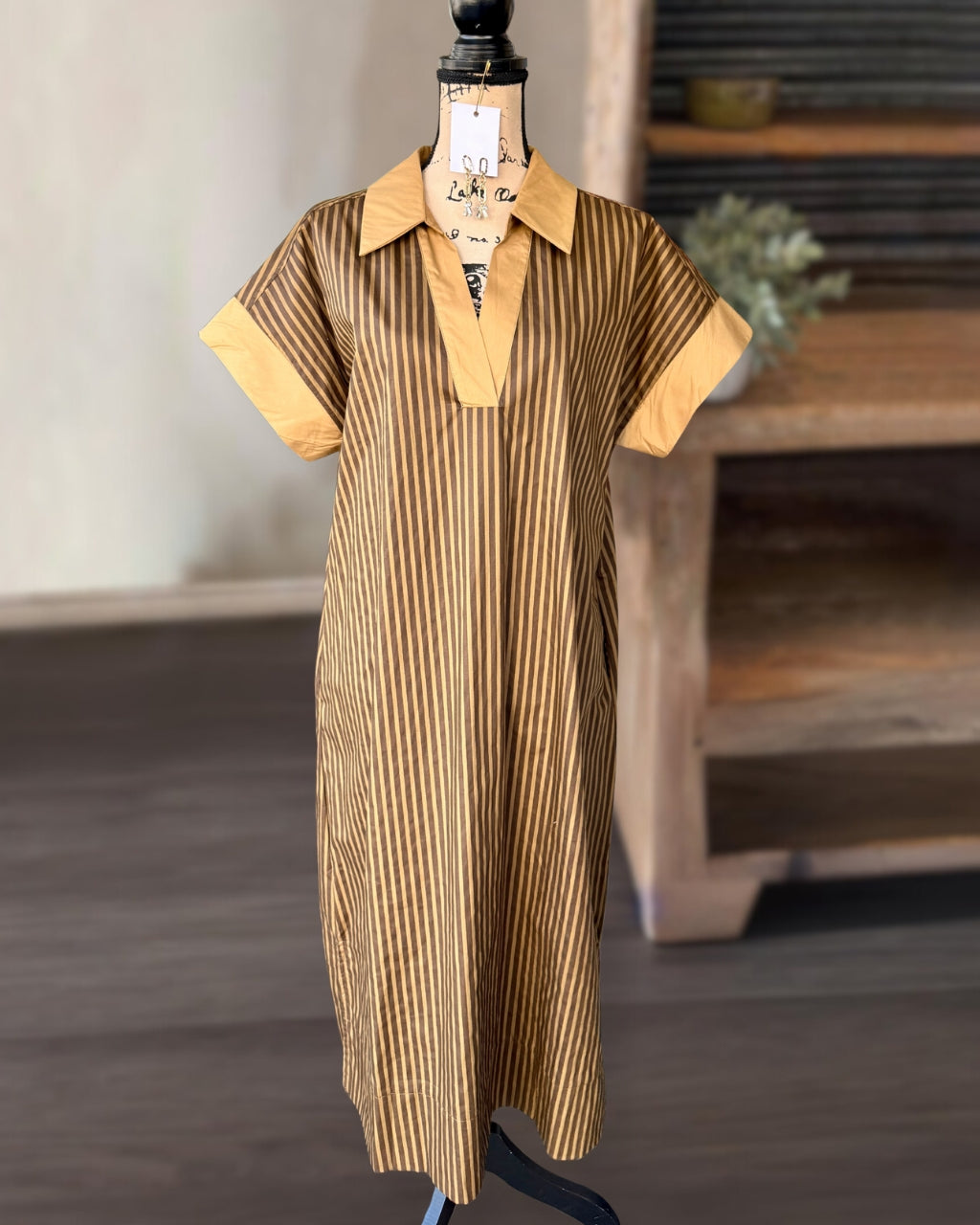 Striped V-neck Maxi Dress