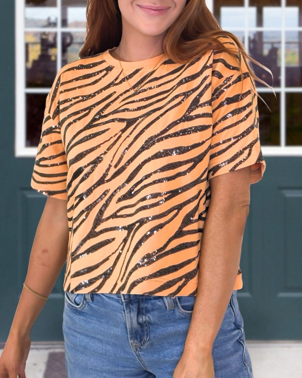 Tiger Stripe Sequin T-shirt