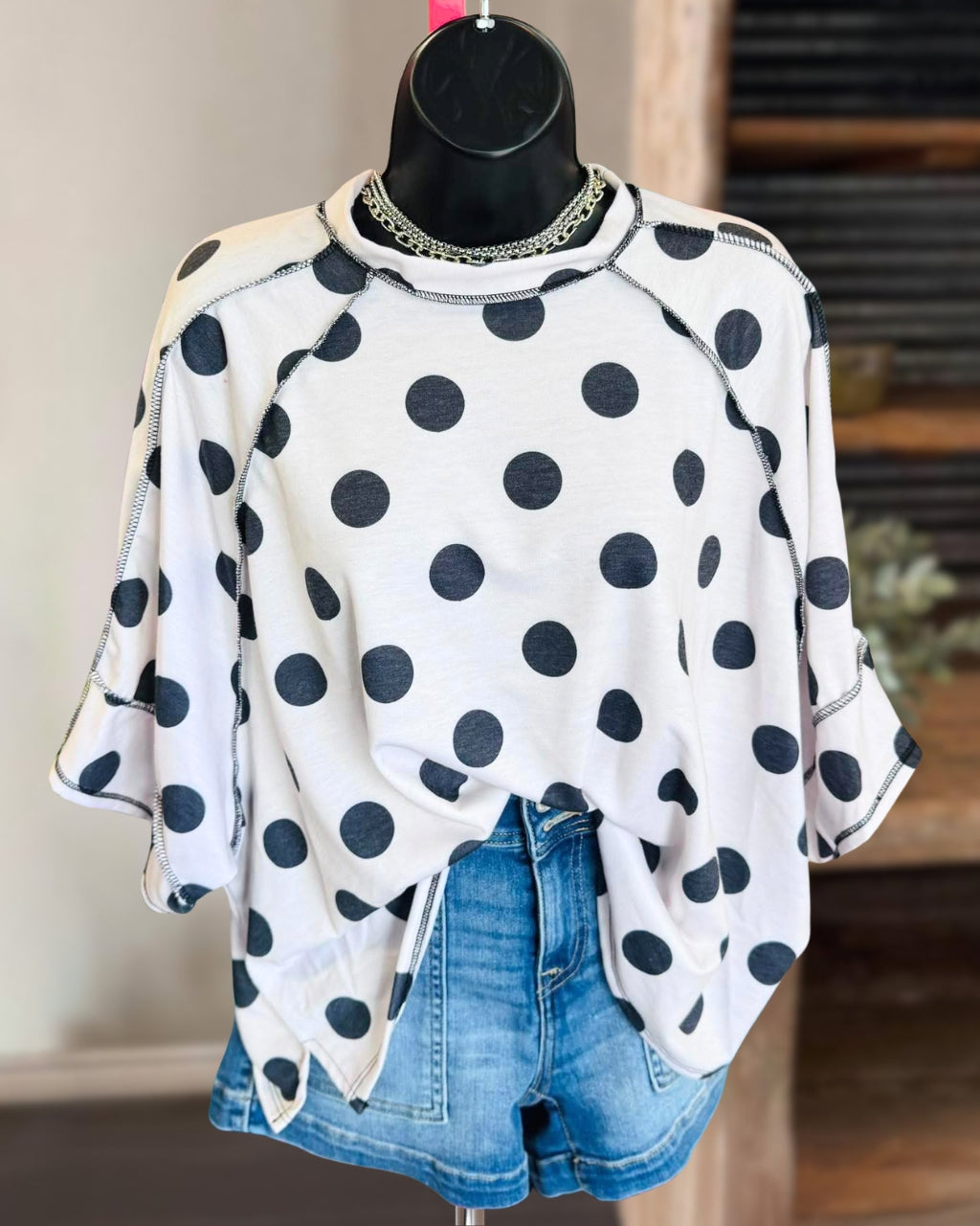 Polka Dot Stitch Oversize T-shirt