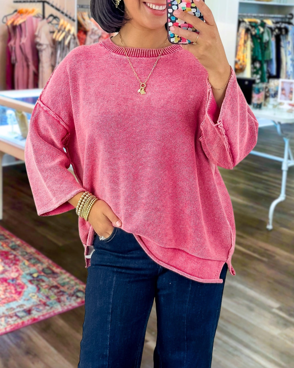 Chic Washed Knit Pullover