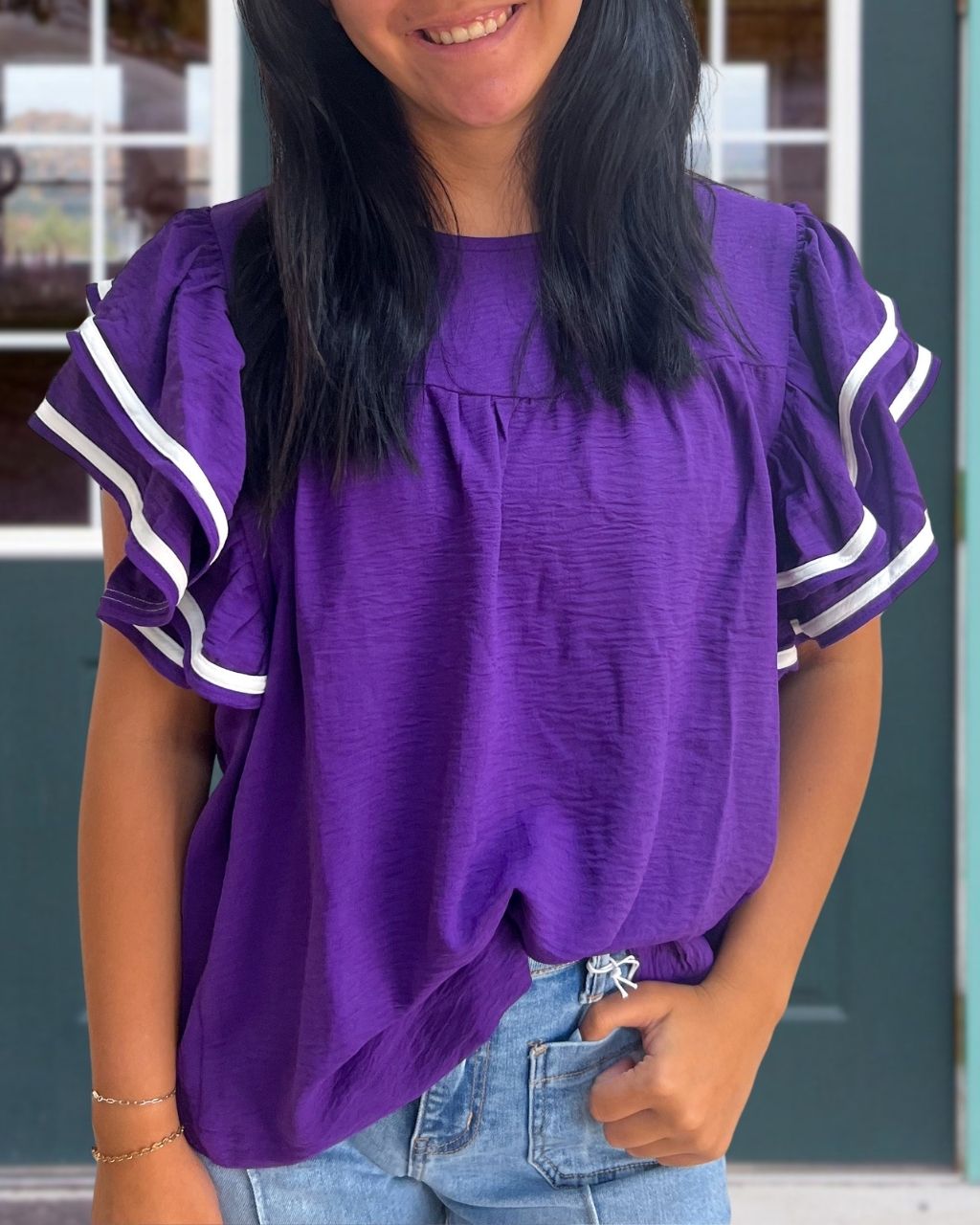 Game Day Ruffled Sleeve Top