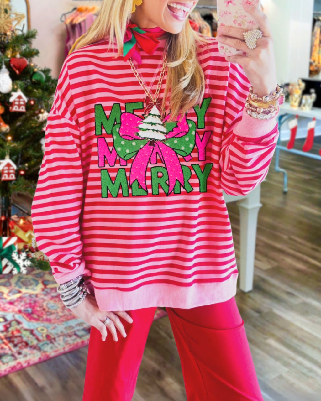 3D Puff Embroidery MERRY Sweatshirt