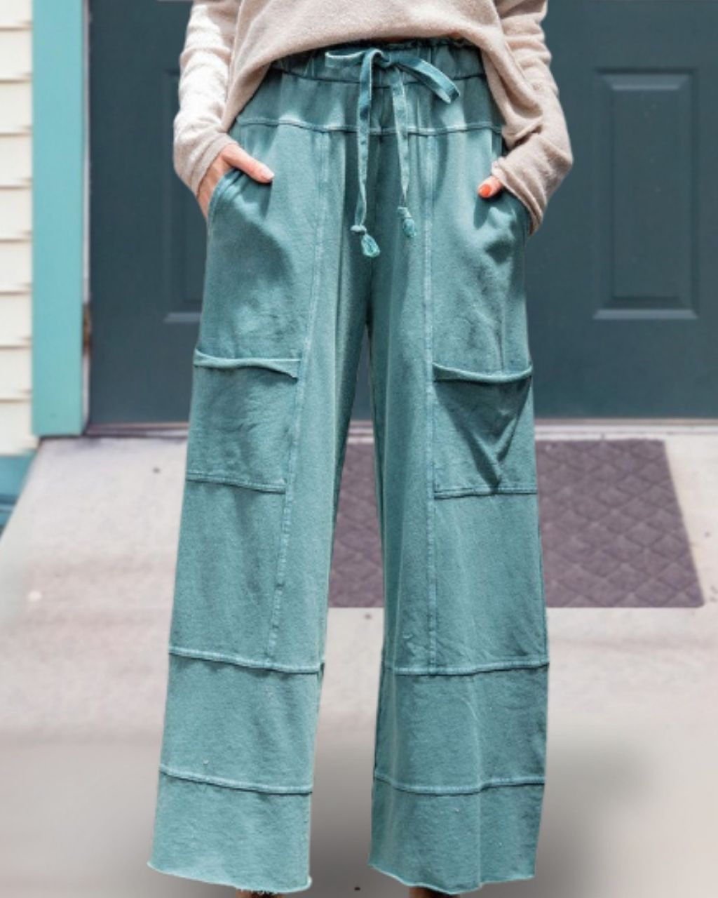 Mineral-washed French Terry Pants