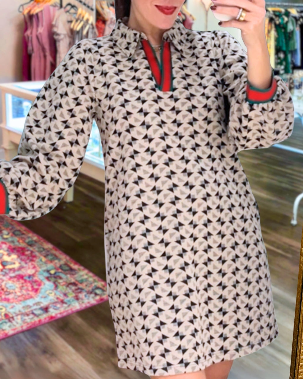 Stylish Houndstooth Print Dress