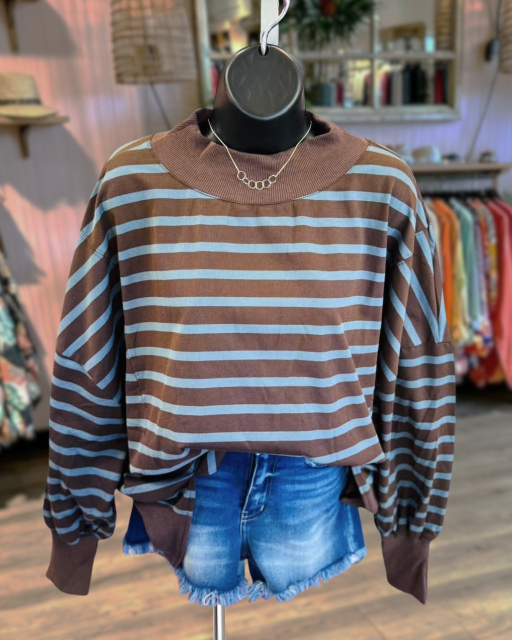 Fall Stripe Oversized Sweatshirt